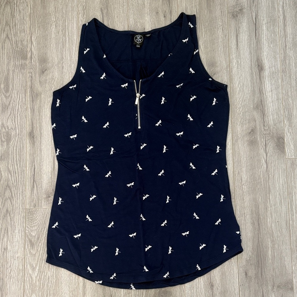 Toi et Moi Navy Tank Top with White Accents